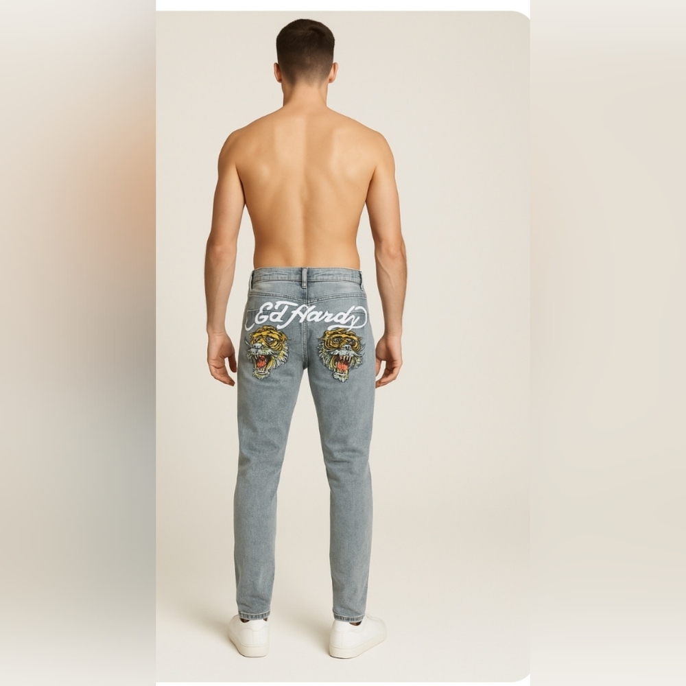 Ed Hardy men’s skinny iconic ed hardy deconstructed distressed jeans size 32 new